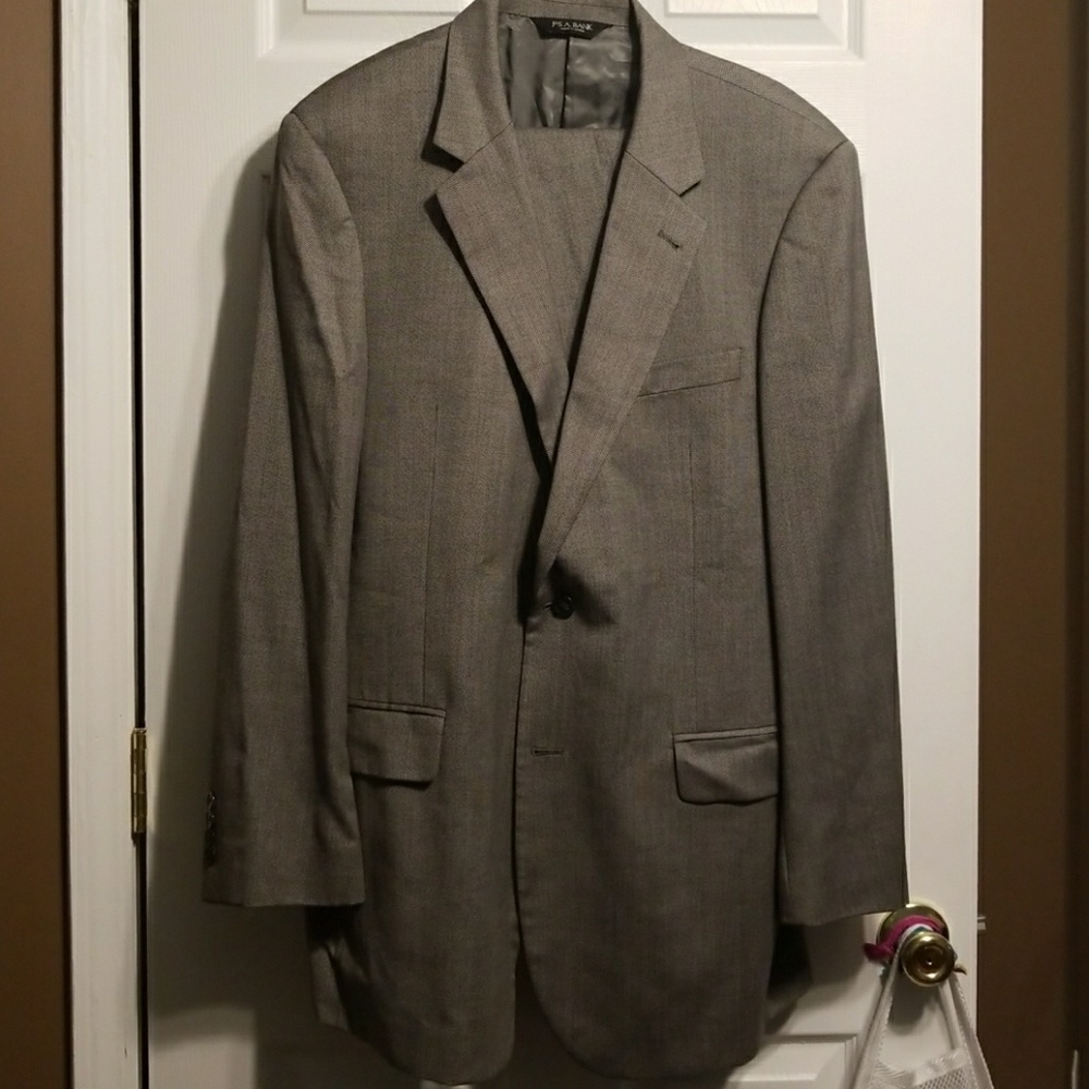Grey Printed Two Button Suit
